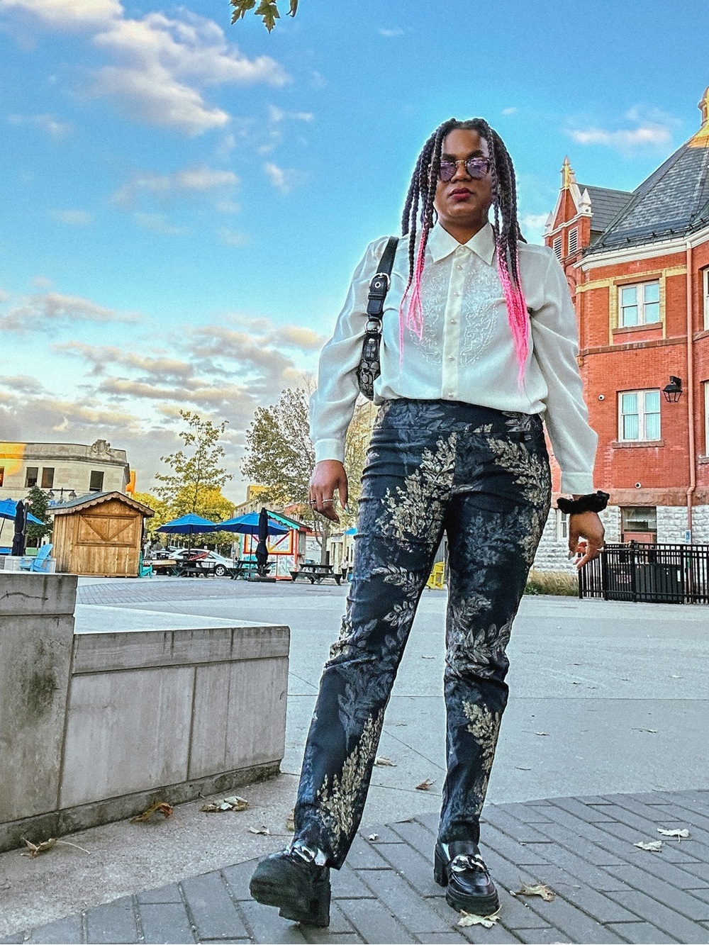 Black Floral Pants– Stylish Patterned Stretch, 12 - Picture 7 of 7